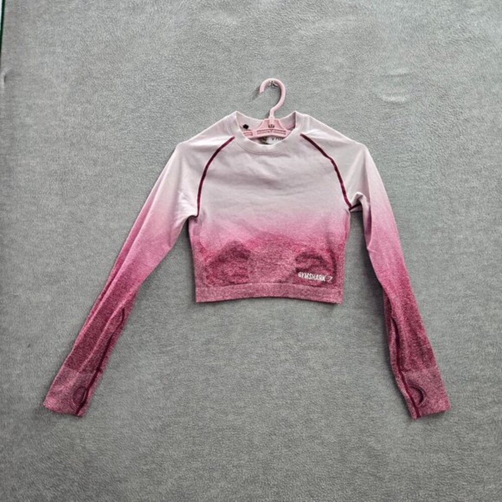 Gymshark Women Top M Pink Seamless Crop Long Sleeve Nylon Polyester Elastane